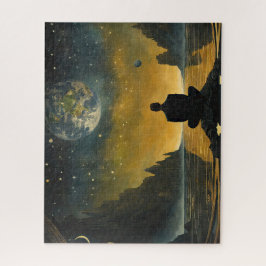 Puzzle Un homme solitaire dans un paysage surréaliste