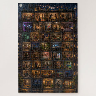 Puzzle Un immeuble, 100 vies - Art de ville nocturne