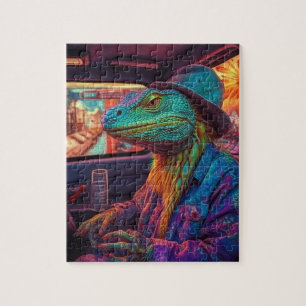 Puzzle Un lézard psychédélique dans un véhicule