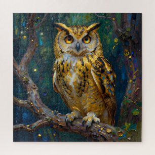 Puzzle Un majestueux hibou bleu et or