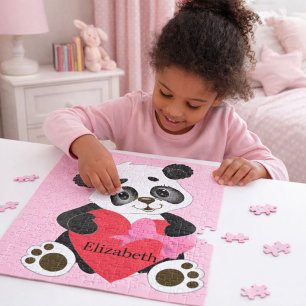 Puzzle Un mignon ours de Panda avec coeur