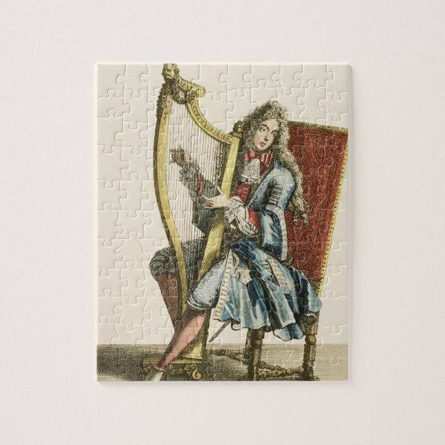 Puzzle Un monsieur jouant l'harpe (gravure) (Vertical)