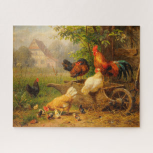 Puzzle Un œil vigilant Carl Jutz 1916 Coq de basse-cour