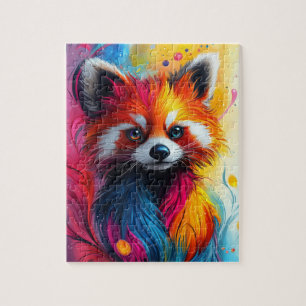 Puzzle Un panda rouge brillant avec fourrure fractale