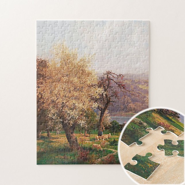 Puzzle Un paysage de lac au printemps par Adolf Kaufmann (Créateur téléchargé)