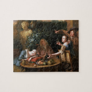 Puzzle Un paysan verse une boisson pour une femme tandis