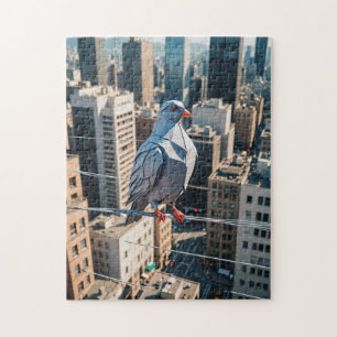 Puzzle Un pigeon en origami dans la ville