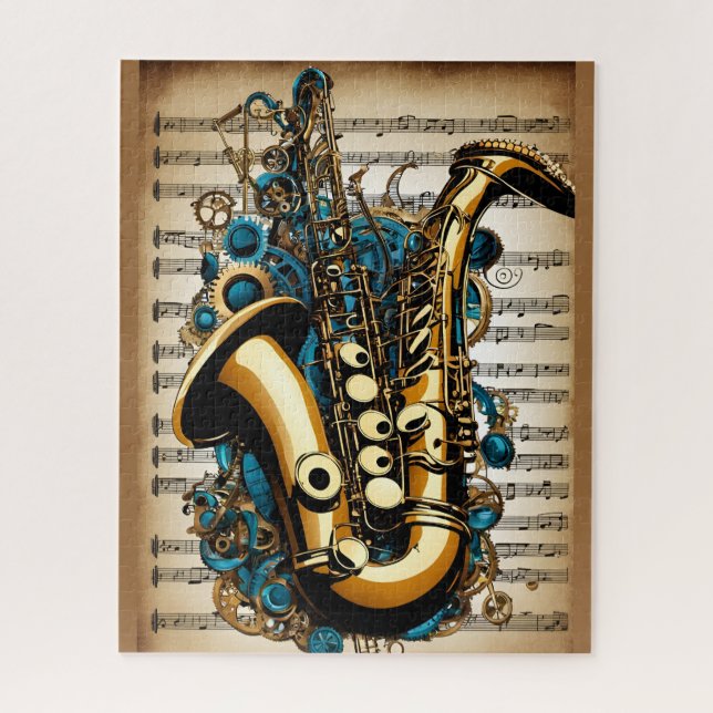 Puzzle Un saxophone, style steampunk (Vertical)