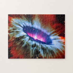 Puzzle Un trou noir cosmique explosant une image rouge d'
