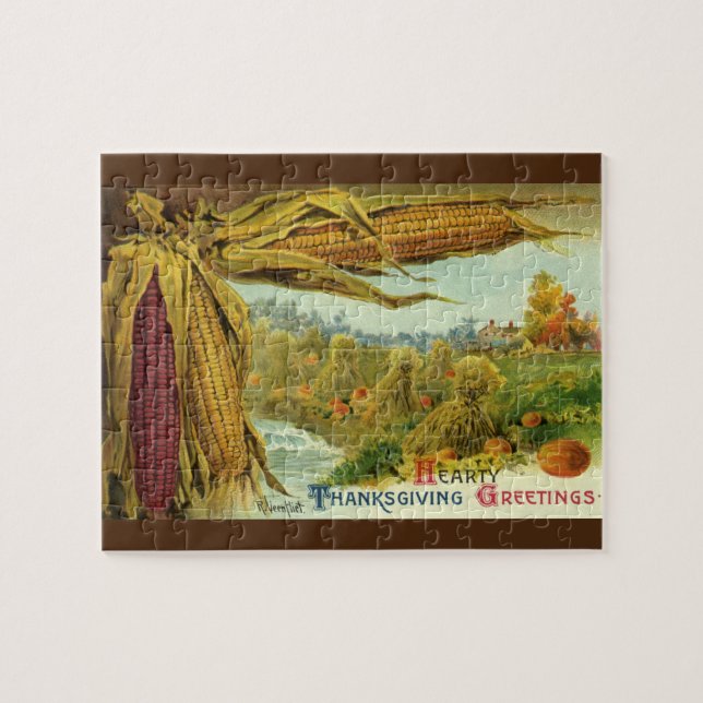 Puzzle Une Action de grâce chaleureuse; maïs indien et me (Horizontal)