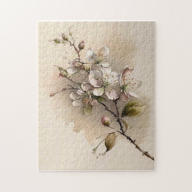 Puzzle Une aquarelle à branches de fleurs de cerisier (Vertical)