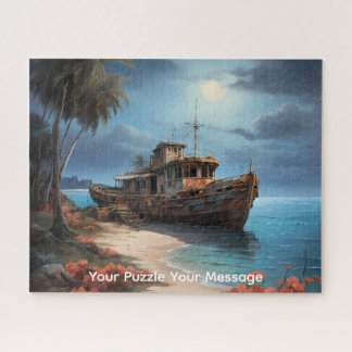 Puzzle Une aquarelle représentant un bateau abandonné déc