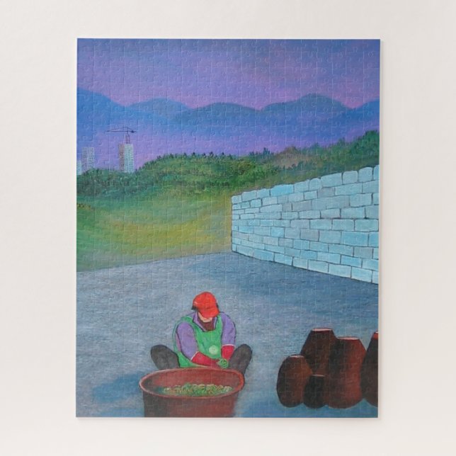 Puzzle Une femme solitaire fait Kimchi en Corée (Vertical)