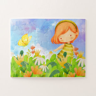 Puzzle Une fille dans un jardin Art coloré pour les enfan
