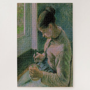 Puzzle Une fille paysanne boit son café 1881 par Pissarro