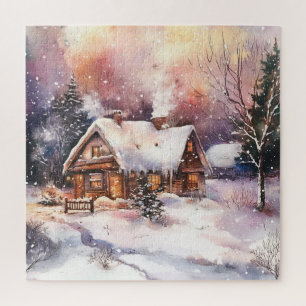 Puzzle Une maisonnette confortable en hiver
