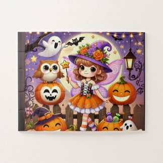 Puzzle Une petite fille en costume de fée à Halloween