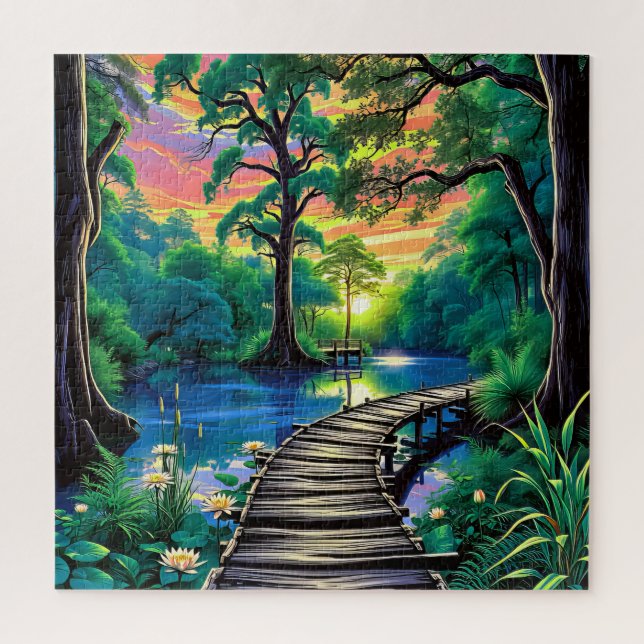 Puzzle Une promenade en bois sinueuse (Vertical)