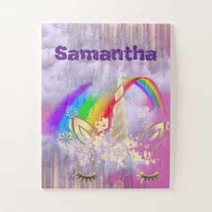 Puzzle Unicorn Personnalisé Visage Rainbow Kids