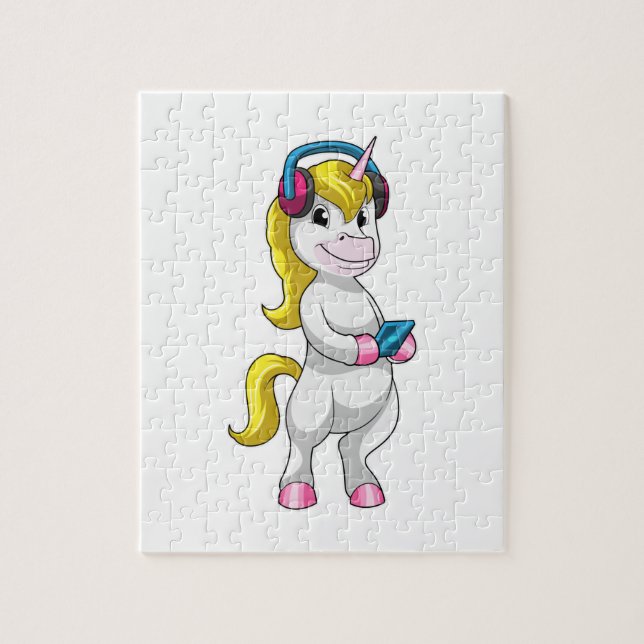 Puzzle Unicorne à l'écoute de musique avec casque (Vertical)