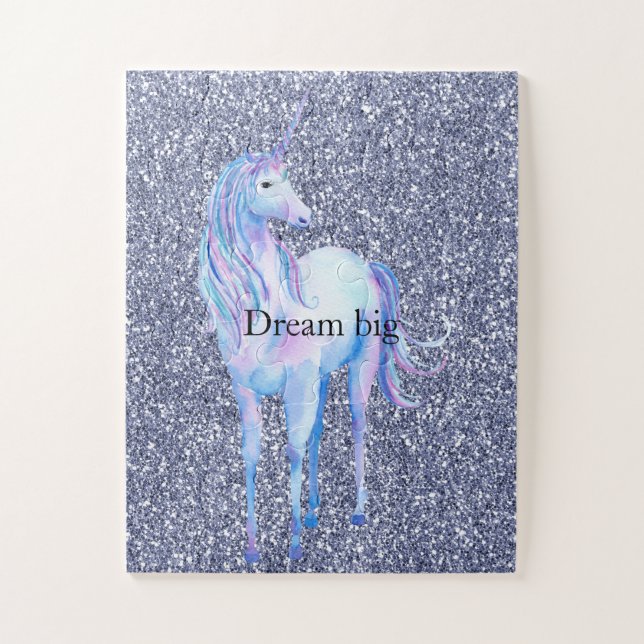 Puzzle Unicorne à Parties scintillant violette (Vertical)