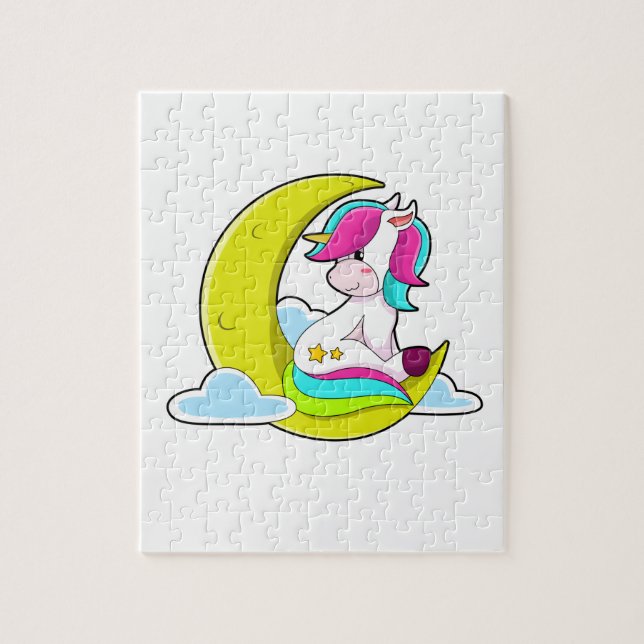 Puzzle Unicorne avec nuages et lune (Vertical)