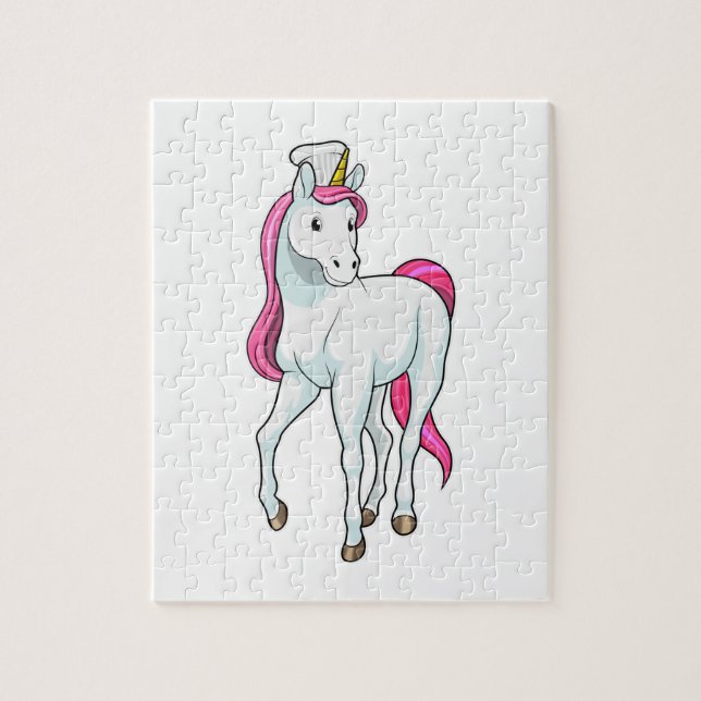 Puzzle Unicorne comme Cuisinière avec casquette chef (Vertical)