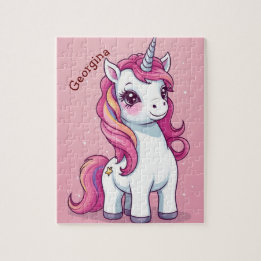 Puzzle Unicorne rose Whimsical Enfants personnalisés