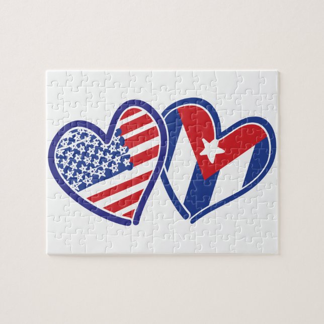 Puzzle USA Cuba Love Hearts (Horizontal)