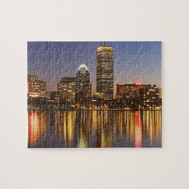 Puzzle USA, Massachusetts, Boston skyline à la tombée de  (Horizontal)