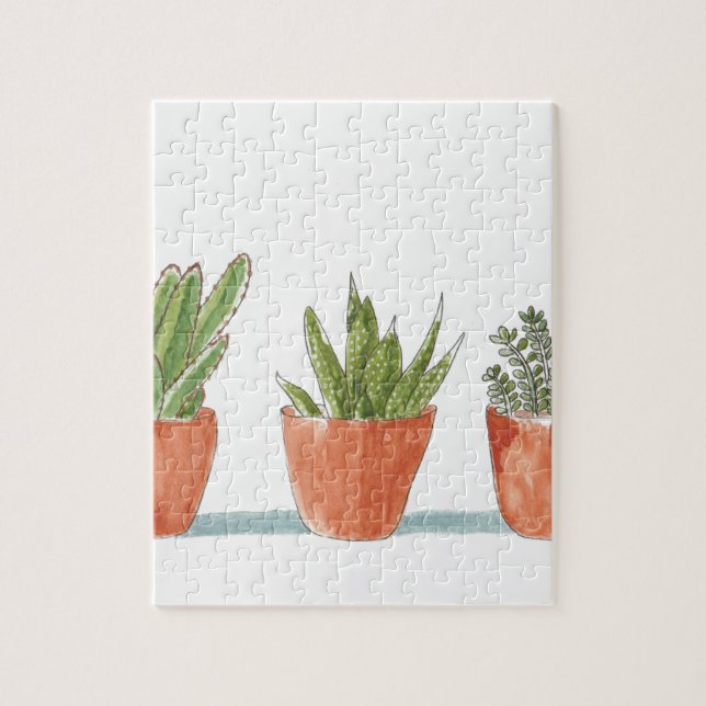 Puzzle Usine succulente pour aquarelle de cactus (Vertical)