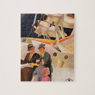 Puzzle Vacances familiales vintage en hydravion à hélices