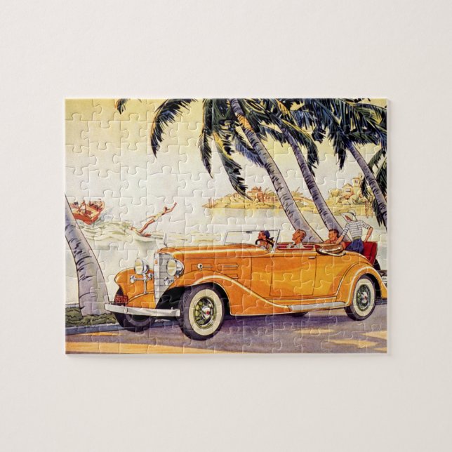 Puzzle Vacances vintage en voiture convertible (Horizontal)