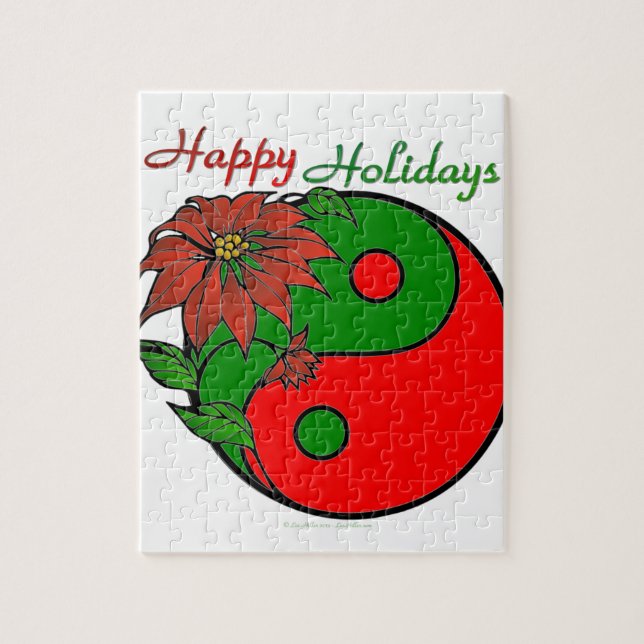 Puzzle Vacances Yin Yang Poinsettia Rouge Vert (Vertical)
