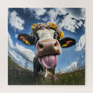Puzzle Vache joyeuse en fleur