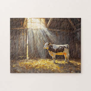 Puzzle Vache laitière dans une ferme rustique d'élevage