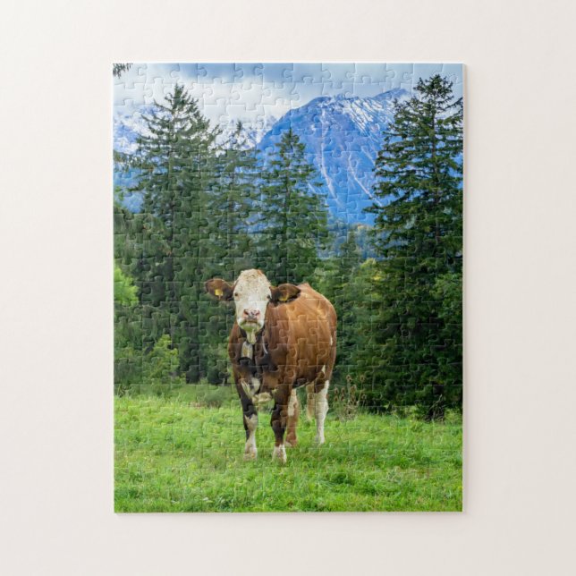 Puzzle Vache mignonne dans le pâturage, photographie (Vertical)