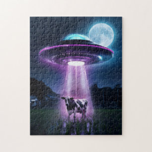 Puzzle Vache rencontre des aliens.