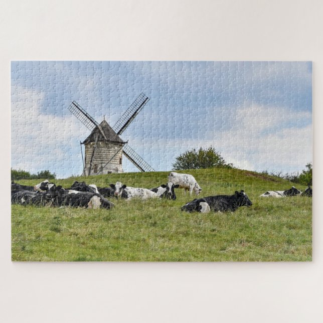 Puzzle Vaches Bétail Moulin Moulin à vent Terres agricole (Horizontal)
