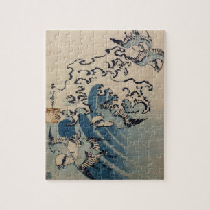 Puzzle Vagues et oiseaux, c.1825 (copie de bois de