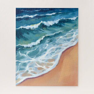 Puzzle Vagues océaniques bleu aquarelle côtière