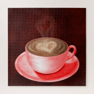 Puzzle Valentine Cappuccino Art Heart