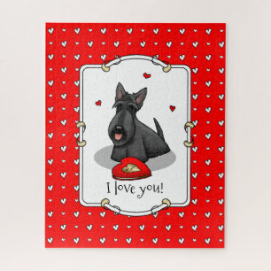 Puzzle Valentine's Day (red) Scottie Dog (black) Cute