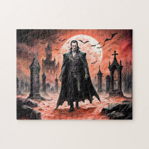 Puzzle Vampire dans un cimetière éclairé par la lune