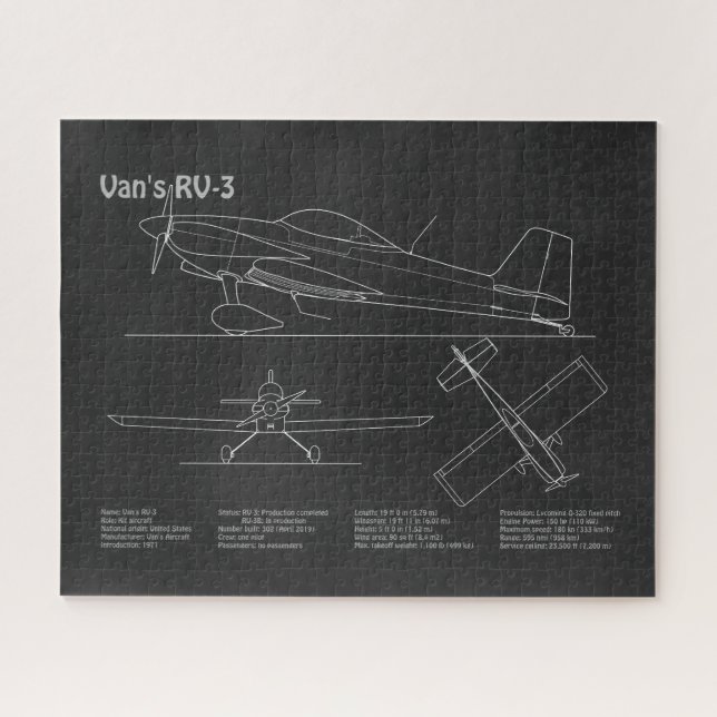 Puzzle Van’s RV-3 - Plan directeur de l’avion PD (Horizontal)