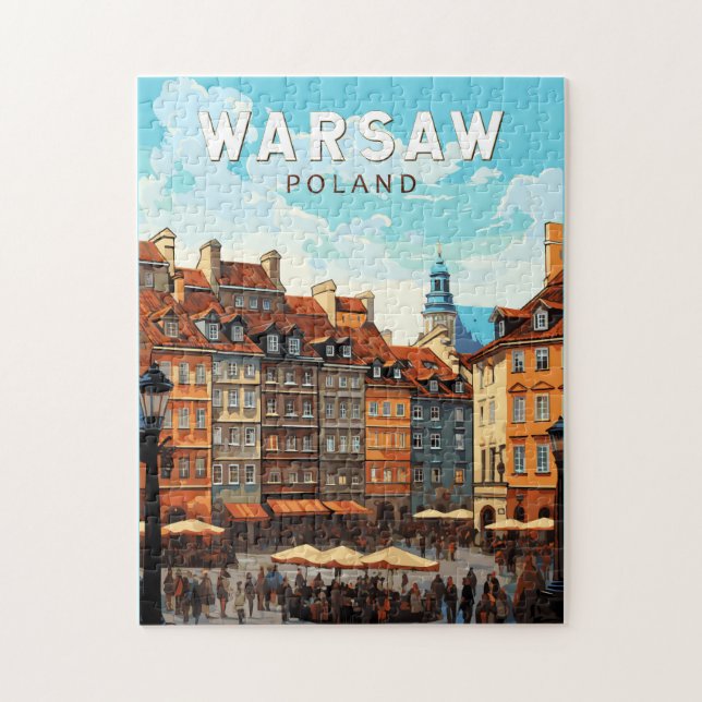 Puzzle Varsovie Pologne Travel Art Vintage (Vertical)