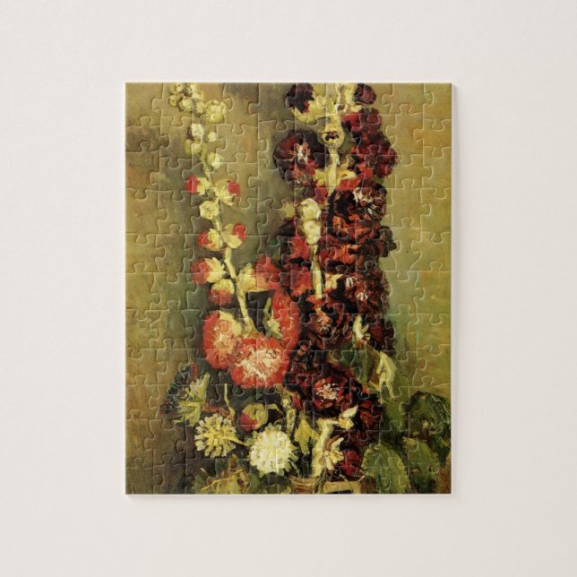 Puzzle Vase avec Hollyhocks par Vincent van Gogh (Vertical)