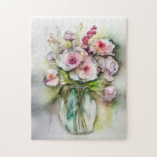 Puzzle Vase en verre avec fleurs (Vertical)