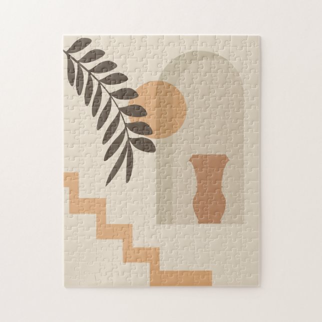 Puzzle Vase Feuille Escalier Soleil, Art Géométrique Abst (Vertical)
