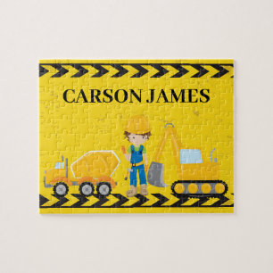 Puzzle Véhicule de construction Garçon Personnalisé Jaune